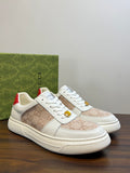 Gucci Ace White & Beige GG Sneakers | Signature Pattern, Gold-Tone Accents & Red Heel Detail