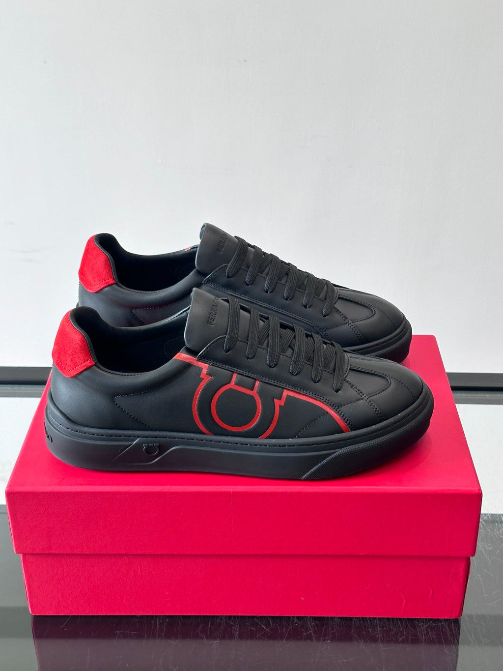 Ferragam* Men’s Cowhide Leather Platform Sneakers | Refined Texture, Bold Everyday Style