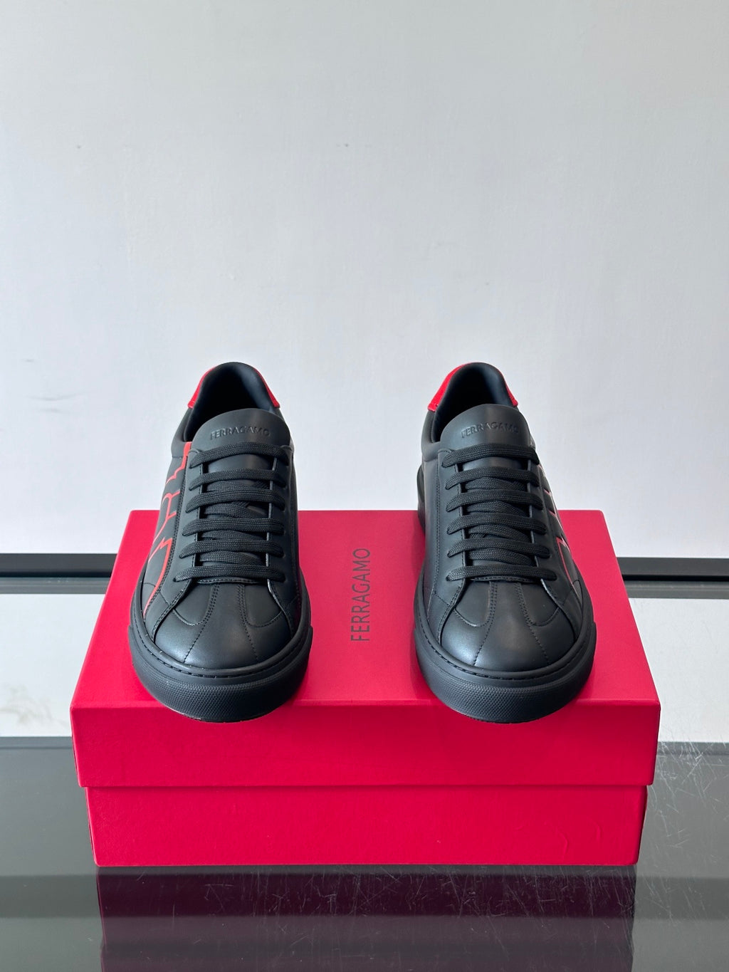Ferragam* Men’s Cowhide Leather Platform Sneakers | Refined Texture, Bold Everyday Style