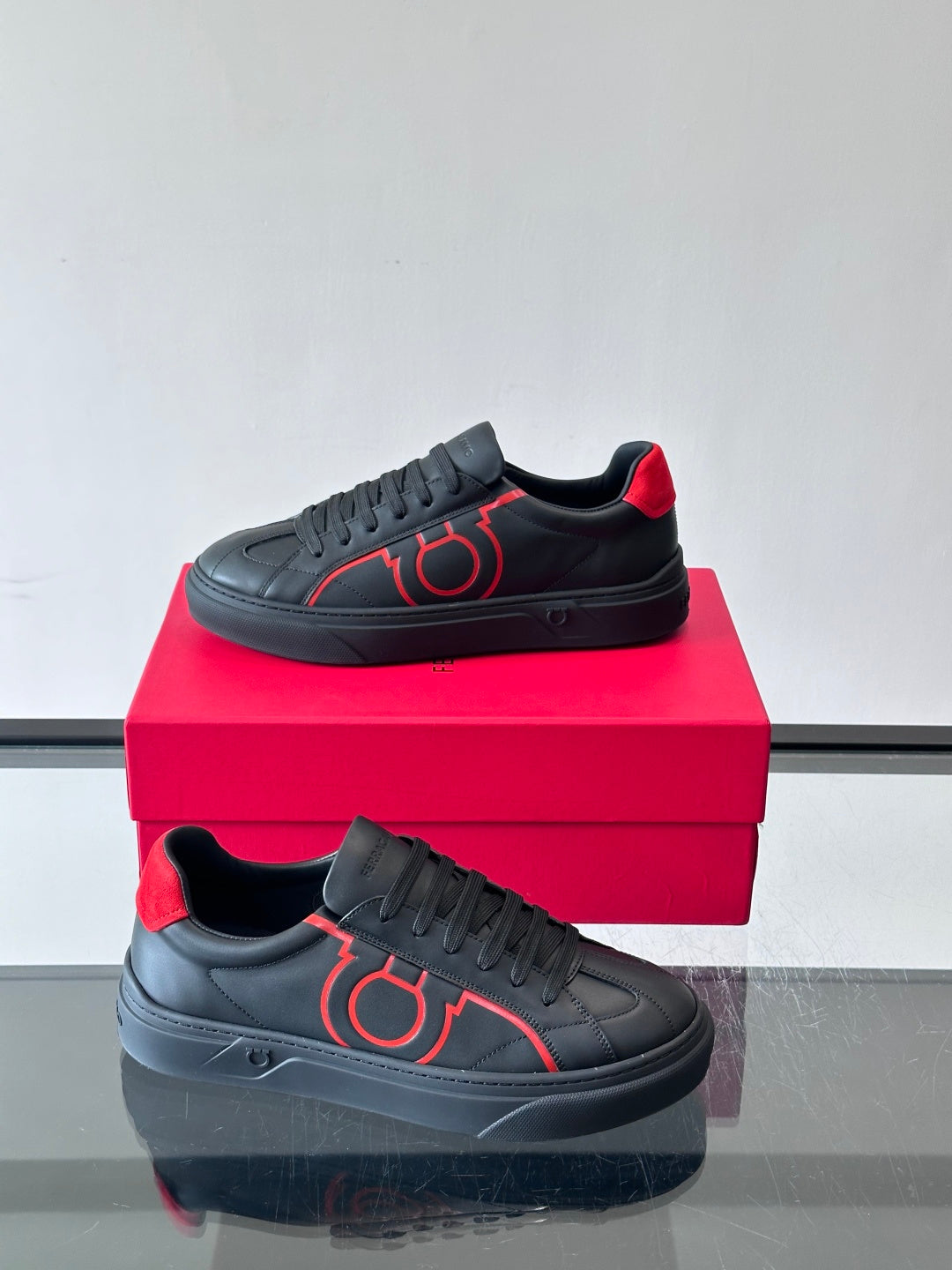 Ferragam* Men’s Cowhide Leather Platform Sneakers | Refined Texture, Bold Everyday Style
