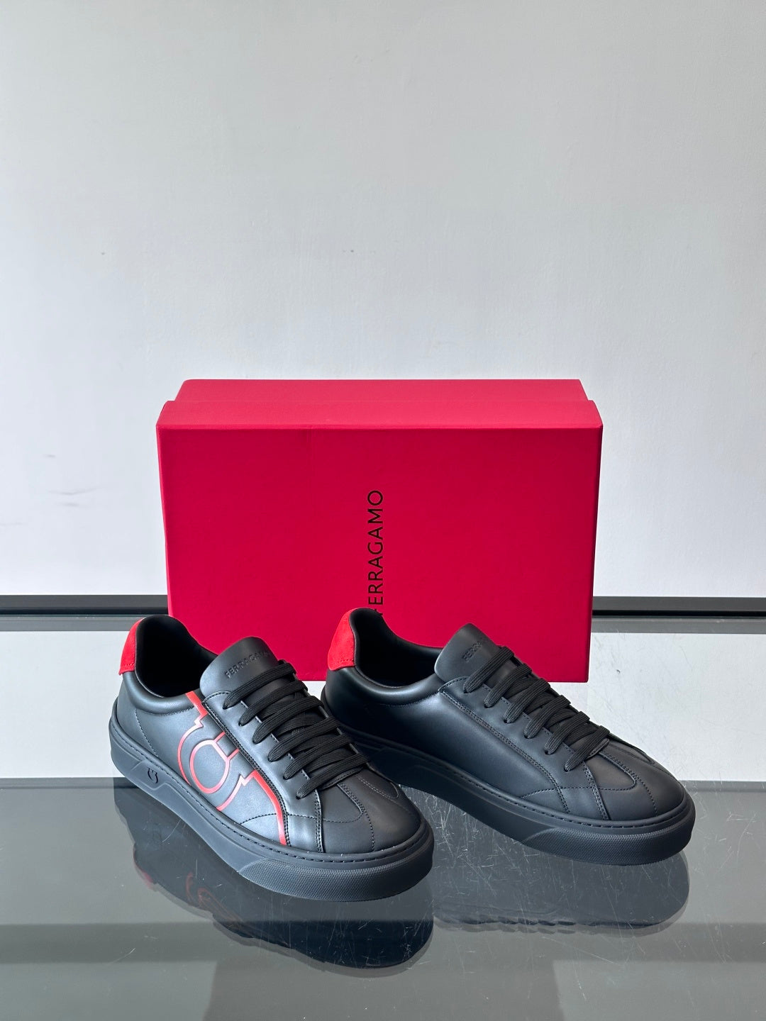 Ferragam* Men’s Cowhide Leather Platform Sneakers | Refined Texture, Bold Everyday Style