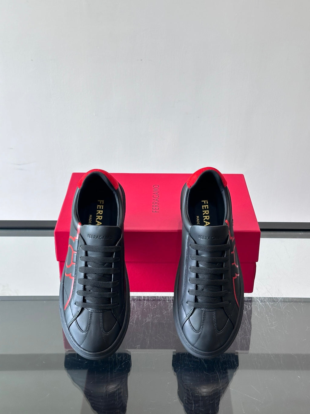 Ferragam* Men’s Cowhide Leather Platform Sneakers | Refined Texture, Bold Everyday Style