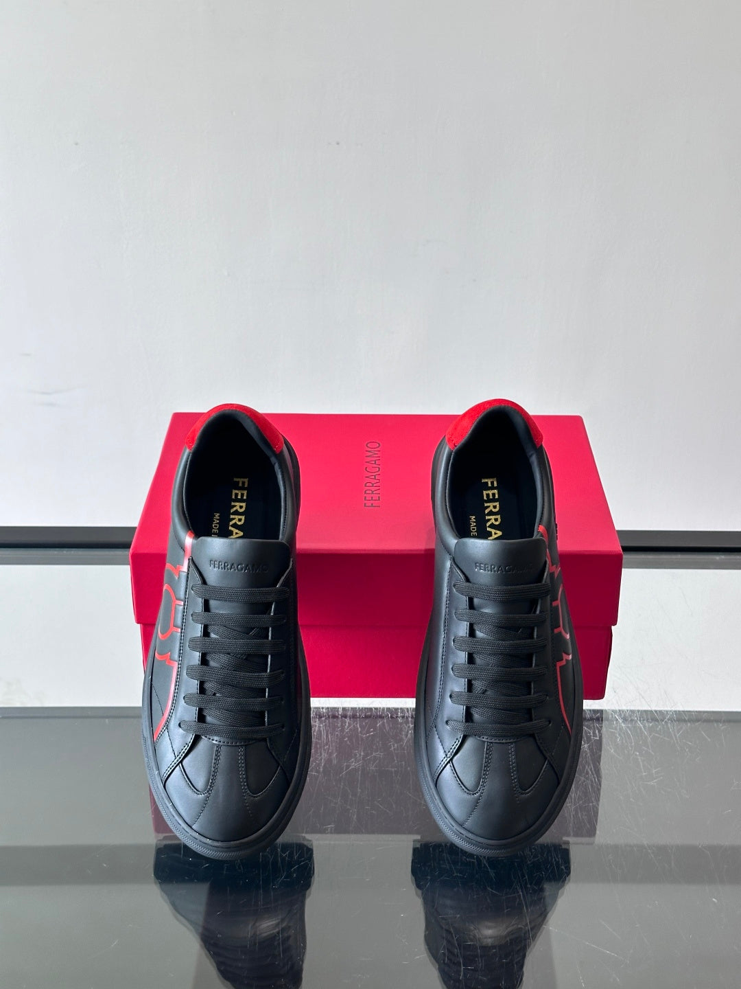 Ferragam* Men’s Cowhide Leather Platform Sneakers | Refined Texture, Bold Everyday Style