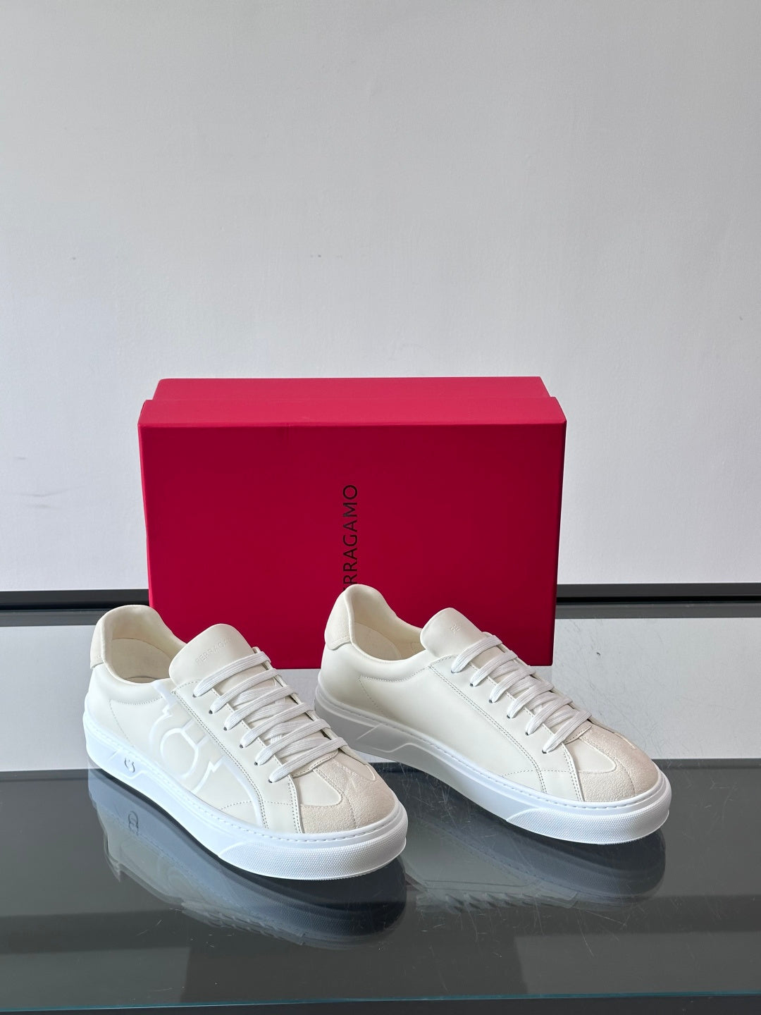 Ferragam* Men’s Cowhide Leather Platform Sneakers | Bold Profile, Refined Urban Style