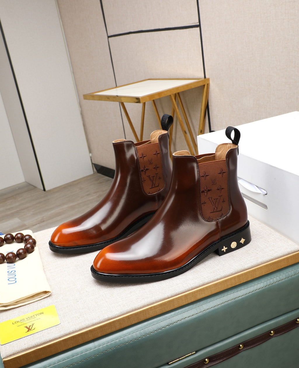 Brown Leather Chelsea Boots | Rich Color Depth, Polished Finish & Patterned Details