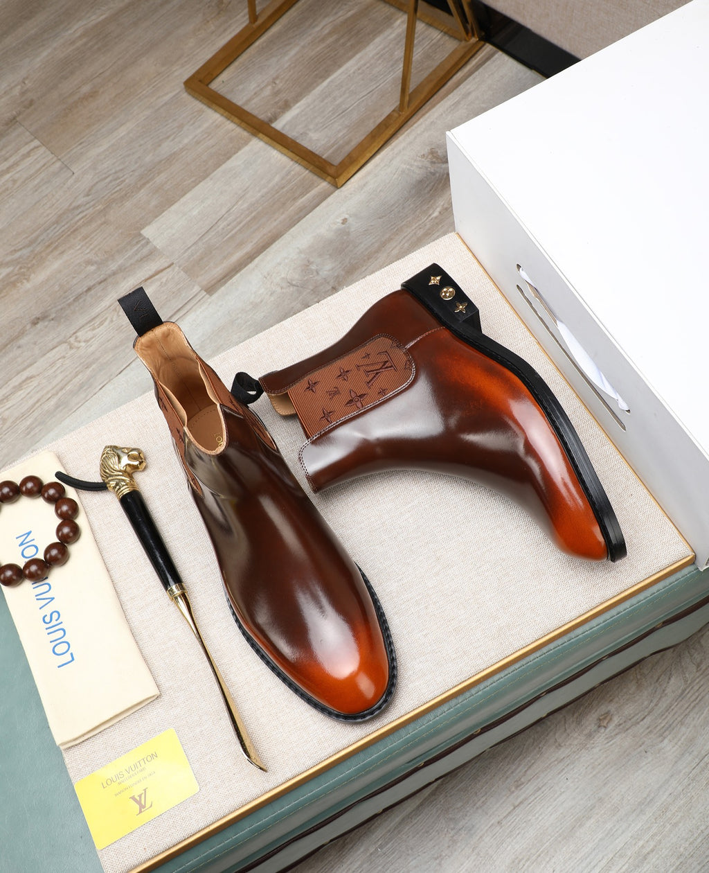 Brown Leather Chelsea Boots | Rich Color Depth, Polished Finish & Patterned Details