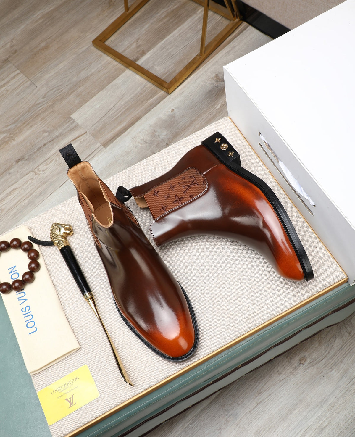 Brown Leather Chelsea Boots | Rich Color Depth, Polished Finish & Patterned Details