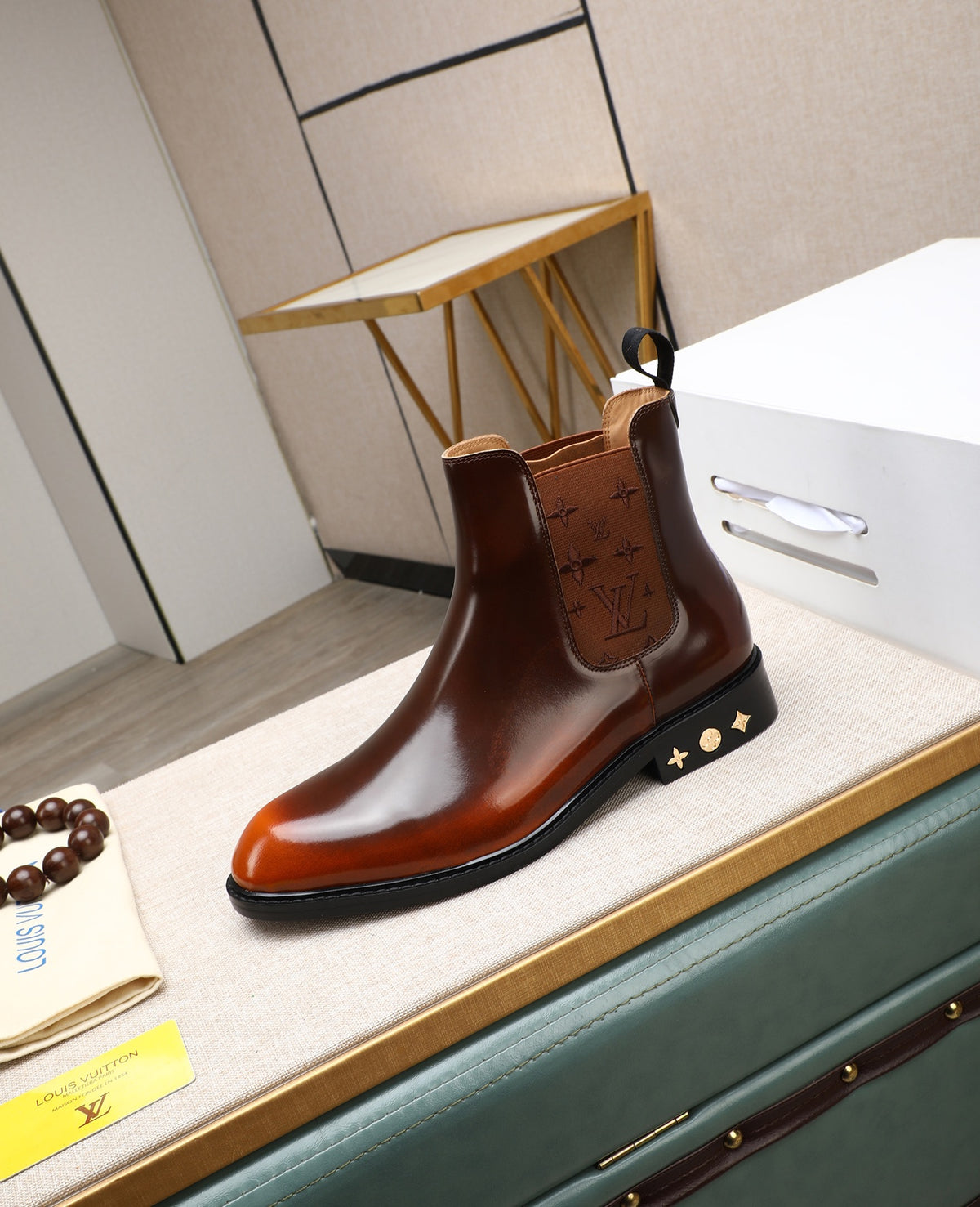 Brown Leather Chelsea Boots | Rich Color Depth, Polished Finish & Patterned Details