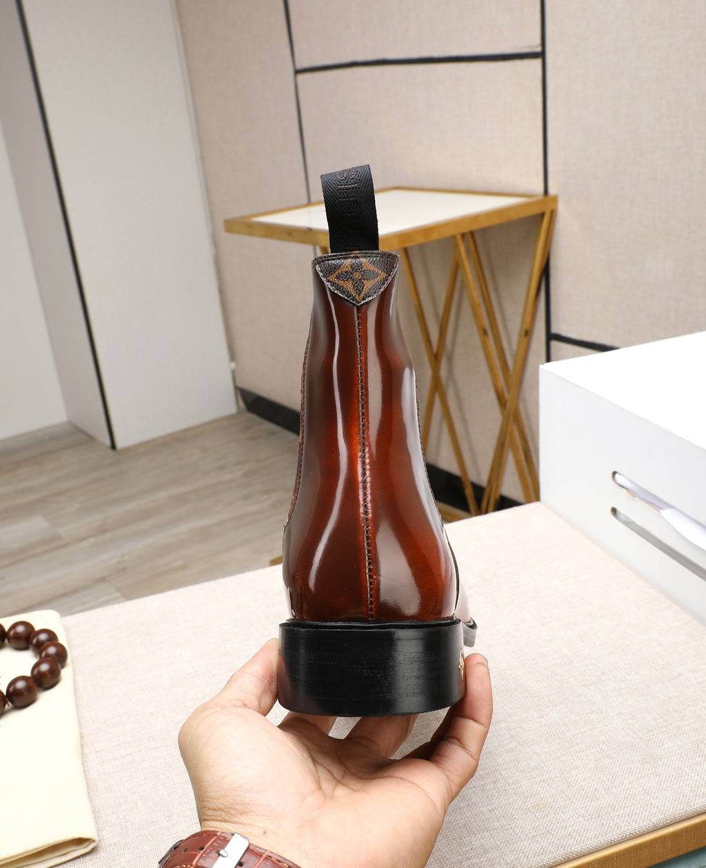 Brown Leather Chelsea Boots | Rich Color Depth, Polished Finish & Patterned Details
