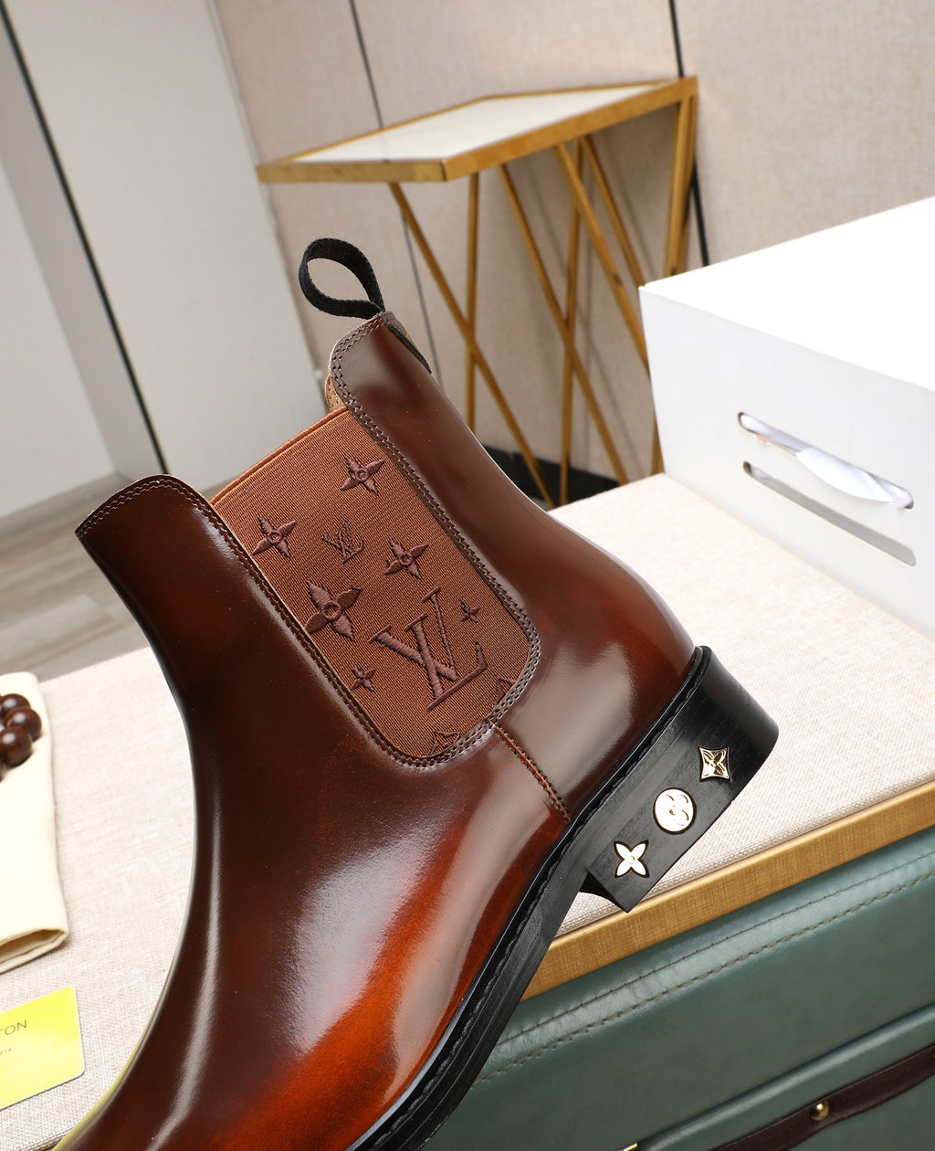 Brown Leather Chelsea Boots | Rich Color Depth, Polished Finish & Patterned Details