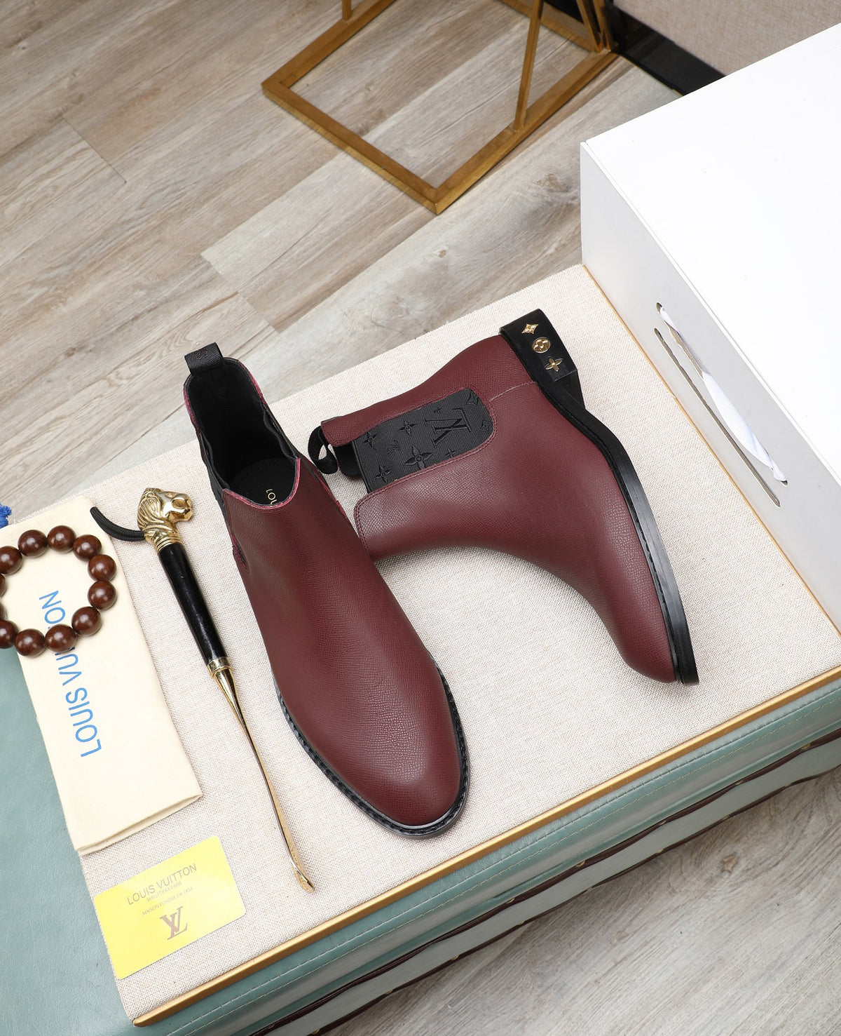 Burgundy Chelsea Boots | Vintage-Inspired Style, Black Contrast Panels & Decorative Heel
