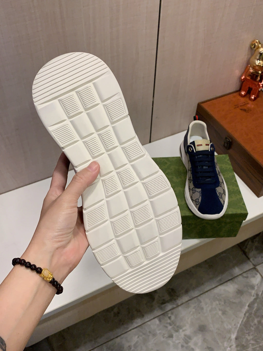 Gucci GG-Pattern Low-Top Sneakers | Navy Panels & Sculpted Sole
