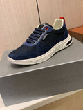 PRADA Navy Panelled Low-Top Sneakers | Mesh Texture & Retro Sport Style