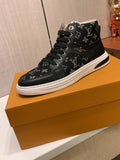 Black Patterned High-Top Sneakers | Bold Contrast, Streetwear Style