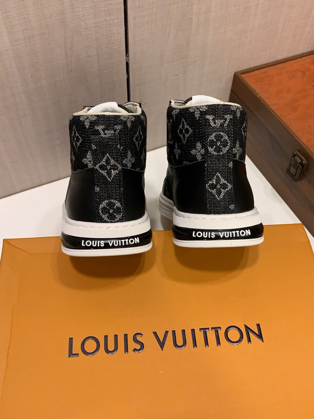 Black Patterned High-Top Sneakers | Bold Contrast, Streetwear Style