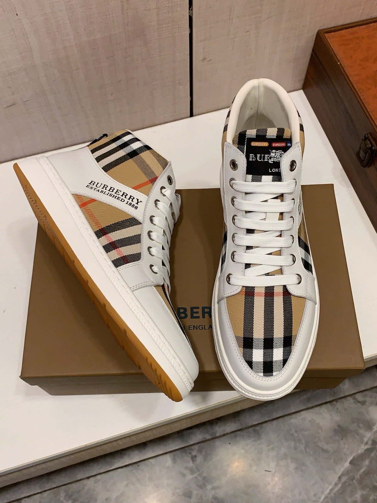 Cream & Check High-Top Sneakers | Classic Pattern, Modern Street Style