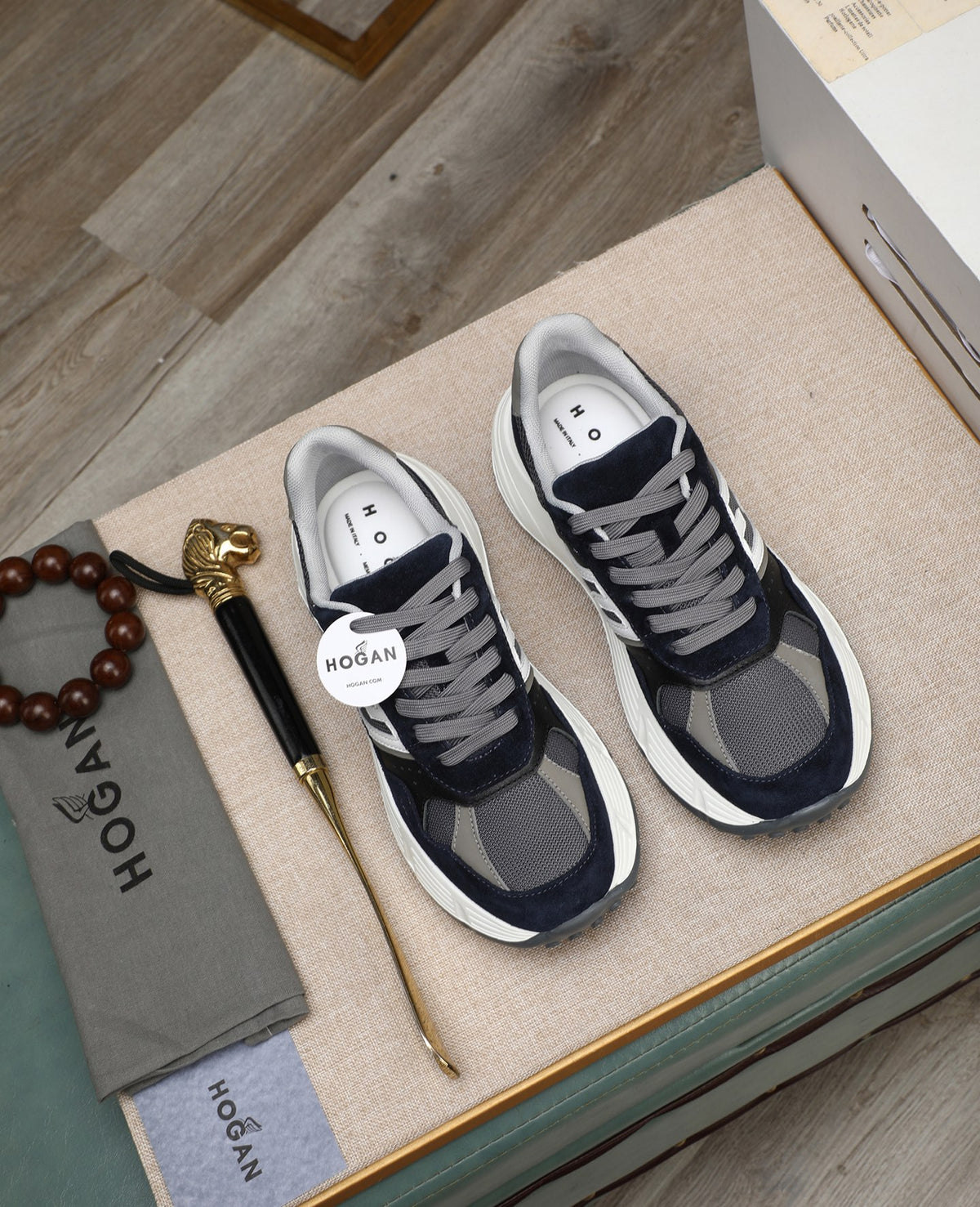 Chunky Platform Sneakers in Navy Suede, Height-Boosting Everyday Shoes, Unisex