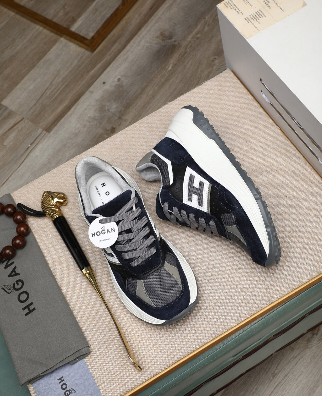 Chunky Platform Sneakers in Navy Suede, Height-Boosting Everyday Shoes, Unisex