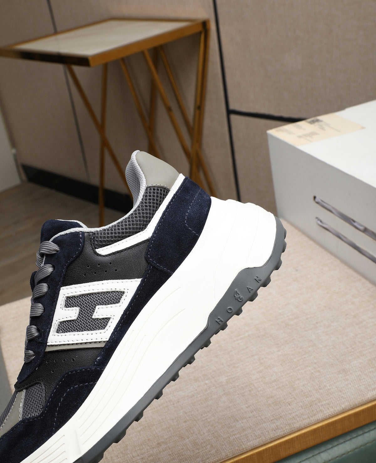 Chunky Platform Sneakers in Navy Suede, Height-Boosting Everyday Shoes, Unisex