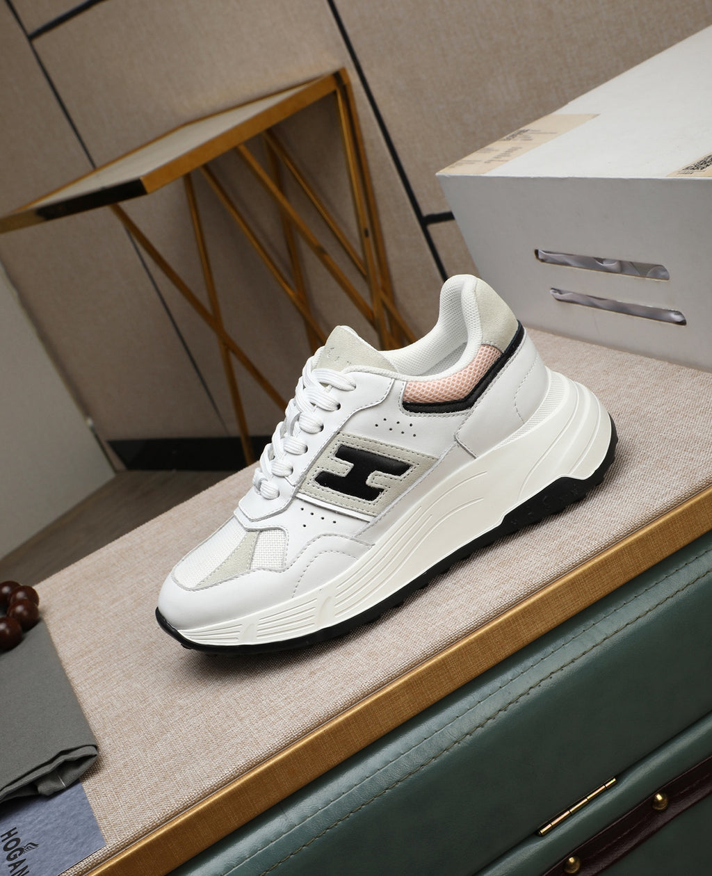 Hogan Hyperlight White Platform Sneakers with Black H Logo, Lightweight Everyday Luxury