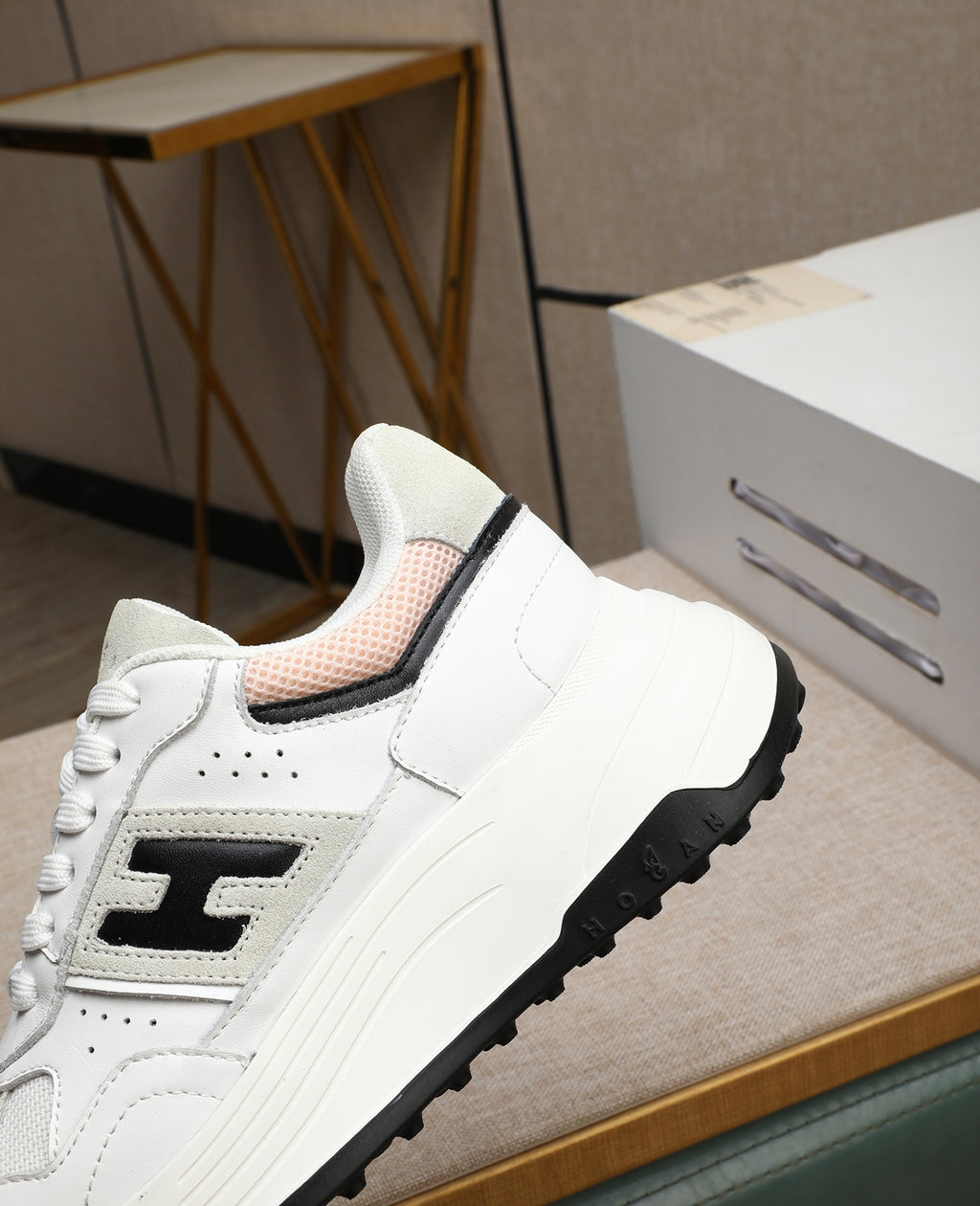 Hogan Hyperlight White Platform Sneakers with Black H Logo, Lightweight Everyday Luxury