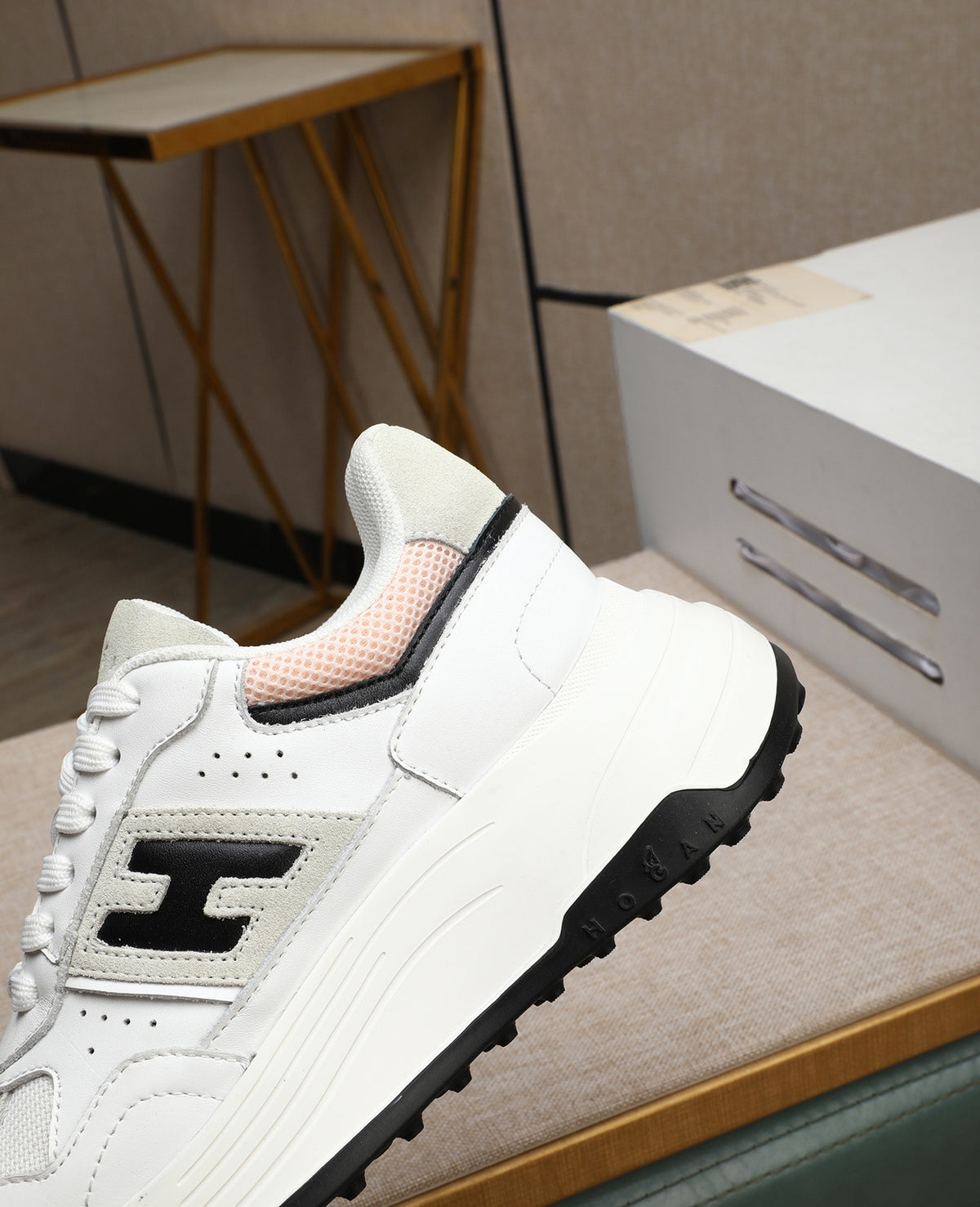 Hogan Hyperlight White Platform Sneakers with Black H Logo, Lightweight Everyday Luxury