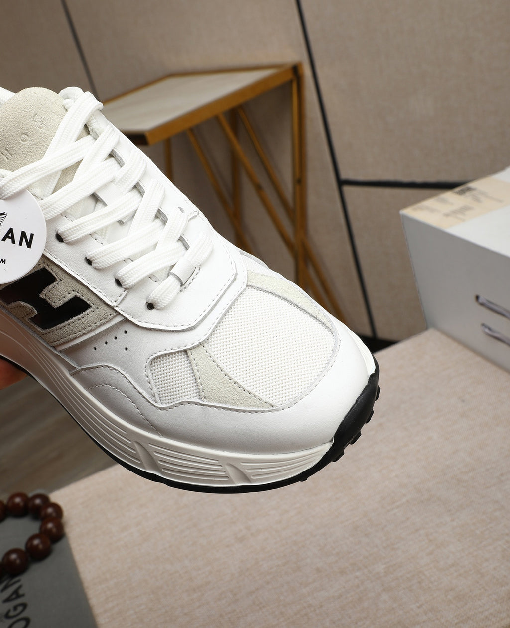 Hogan Hyperlight White Platform Sneakers with Black H Logo, Lightweight Everyday Luxury