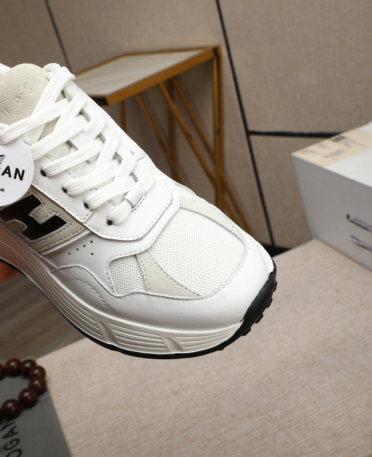 Hogan Hyperlight White Platform Sneakers with Black H Logo, Lightweight Everyday Luxury
