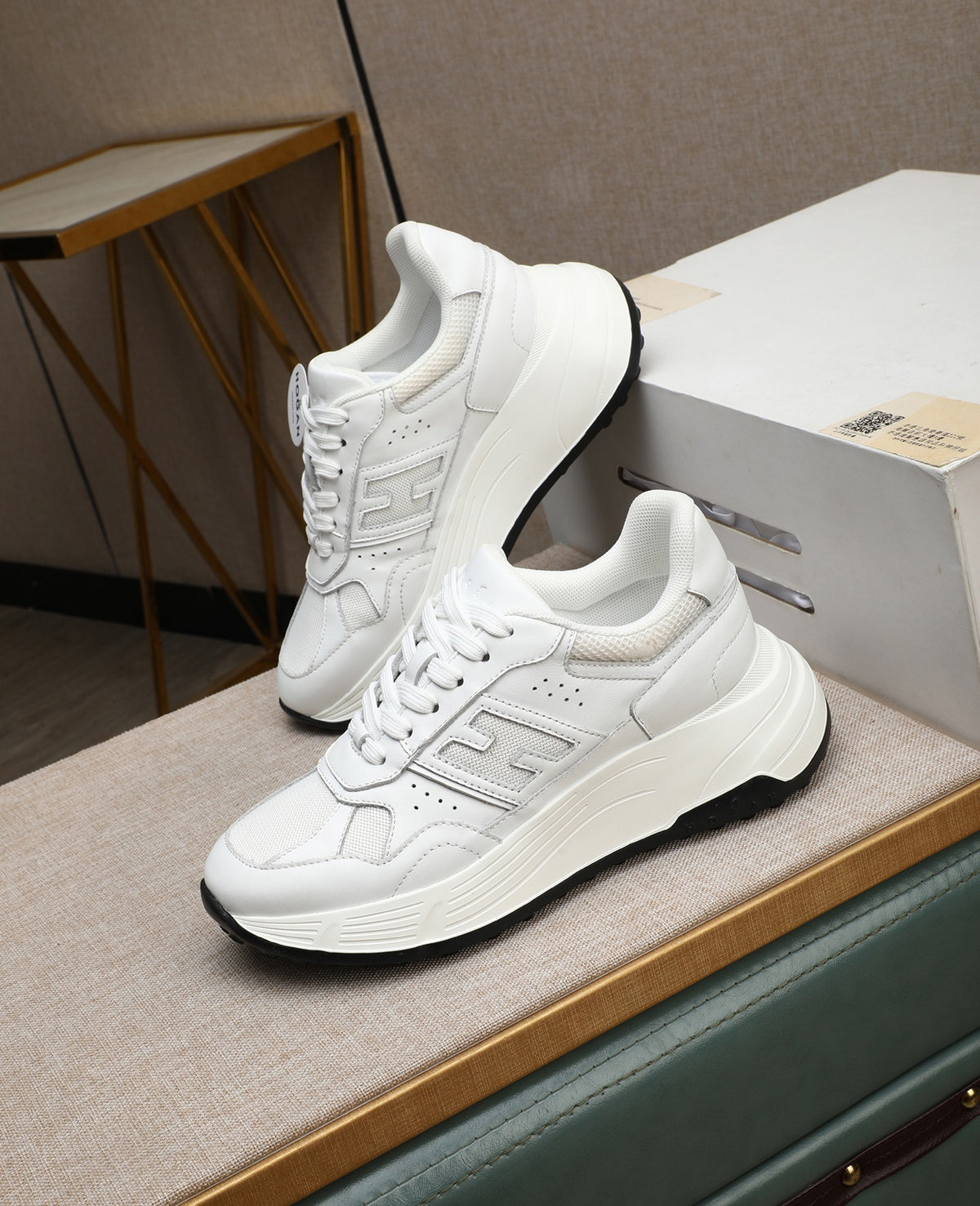 Hogan Hyperlight All-White Platform Sneakers with Tonal H Logo, Lightweight Everyday Essential