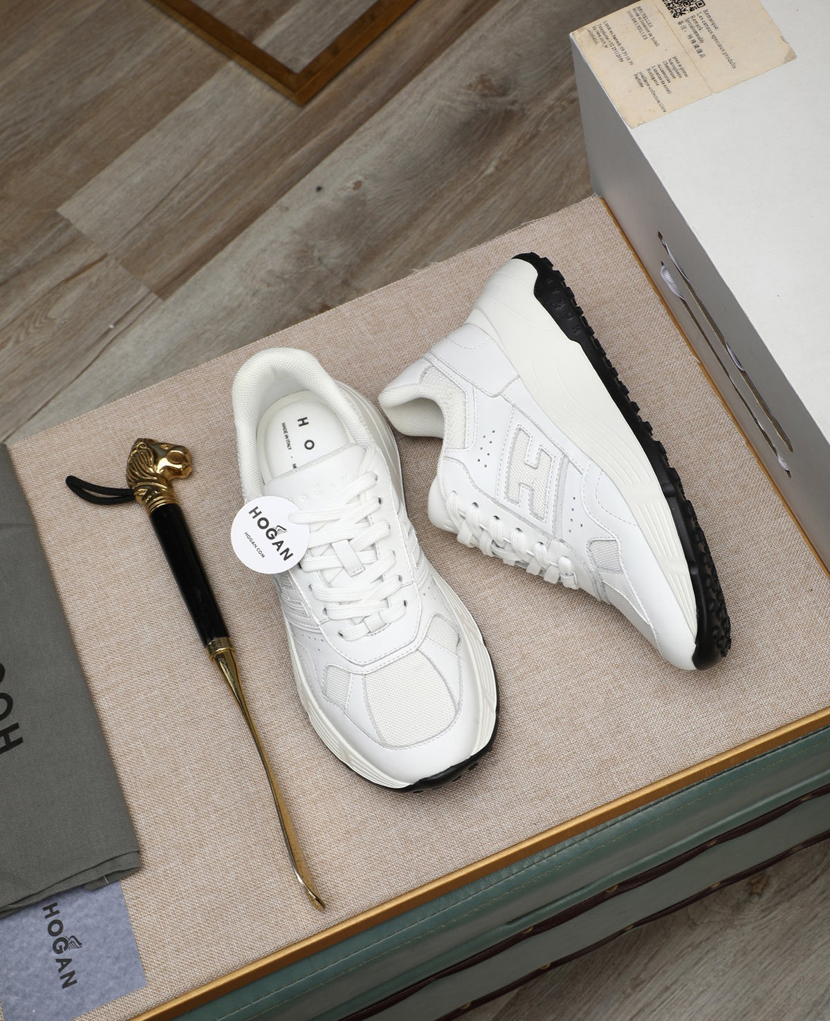 Hogan Hyperlight All-White Platform Sneakers with Tonal H Logo, Lightweight Everyday Essential