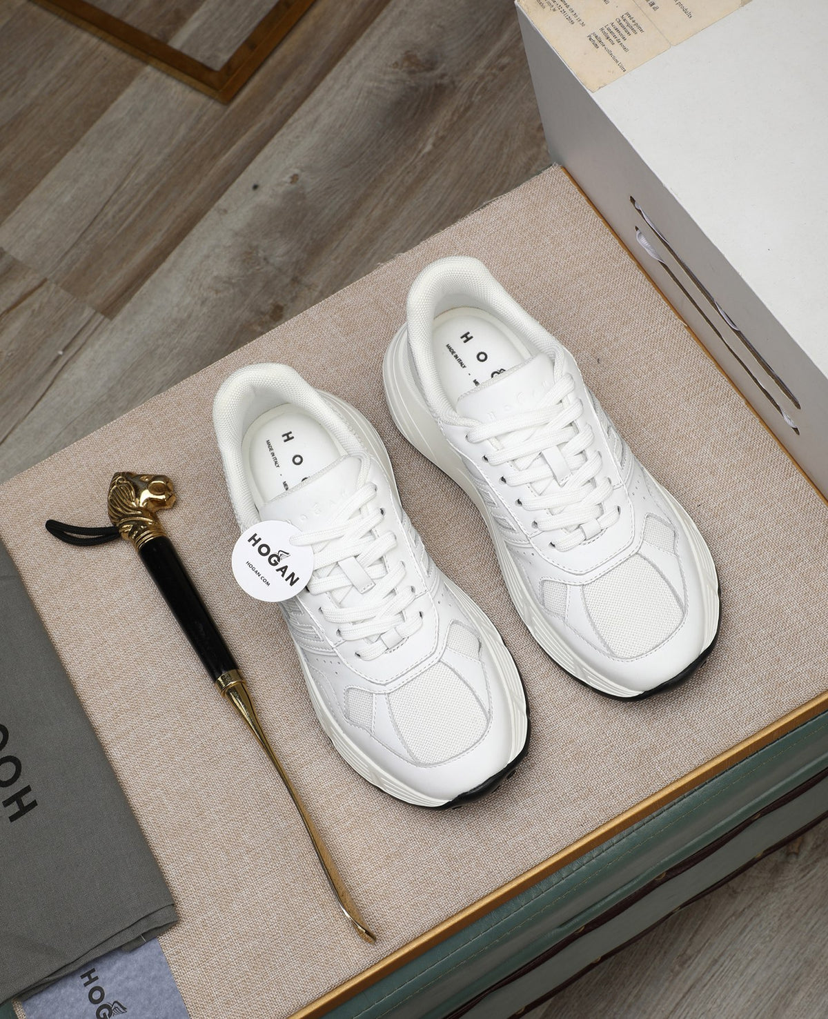 Hogan Hyperlight All-White Platform Sneakers with Tonal H Logo, Lightweight Everyday Essential