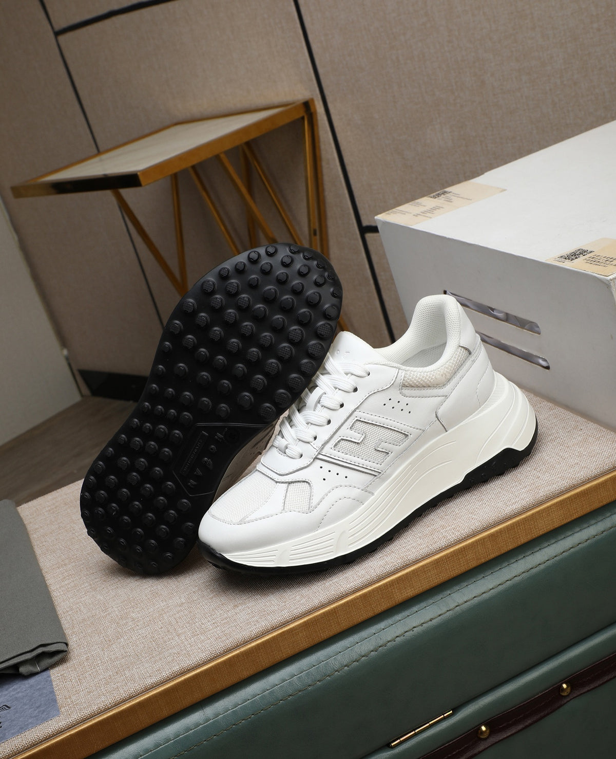 Hogan Hyperlight All-White Platform Sneakers with Tonal H Logo, Lightweight Everyday Essential
