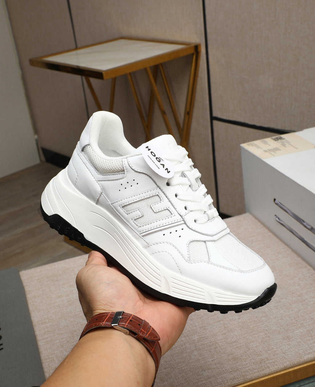 Hogan Hyperlight All-White Platform Sneakers with Tonal H Logo, Lightweight Everyday Essential