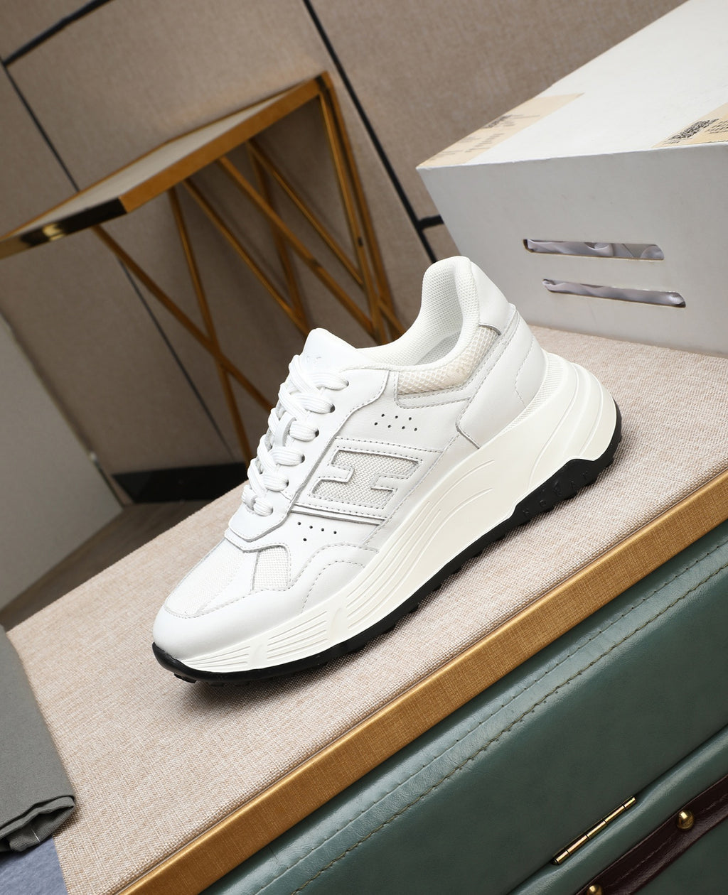 Hogan Hyperlight All-White Platform Sneakers with Tonal H Logo, Lightweight Everyday Essential