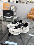 CHANEL White Platform Sneakers with Black Sock Collar, Lightweight Everyday Bestseller