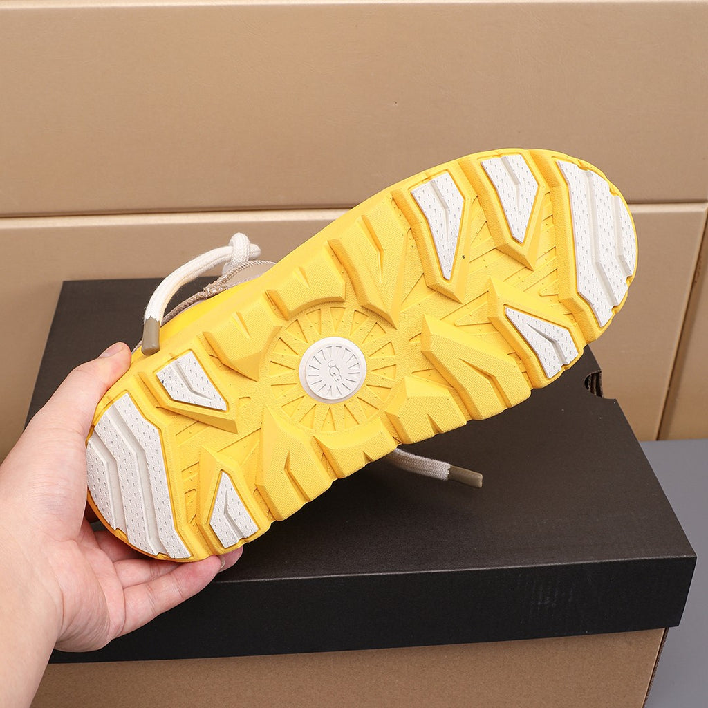 Sand Beige & Yellow Chunky Sneakers | Bold Rope Laces & Statement Sole