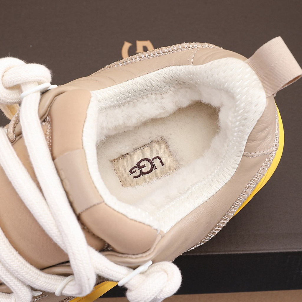 Sand Beige & Yellow Chunky Sneakers | Bold Rope Laces & Statement Sole