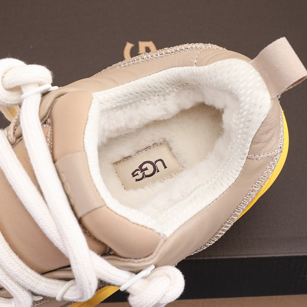 Sand Beige & Yellow Chunky Sneakers | Bold Rope Laces & Statement Sole