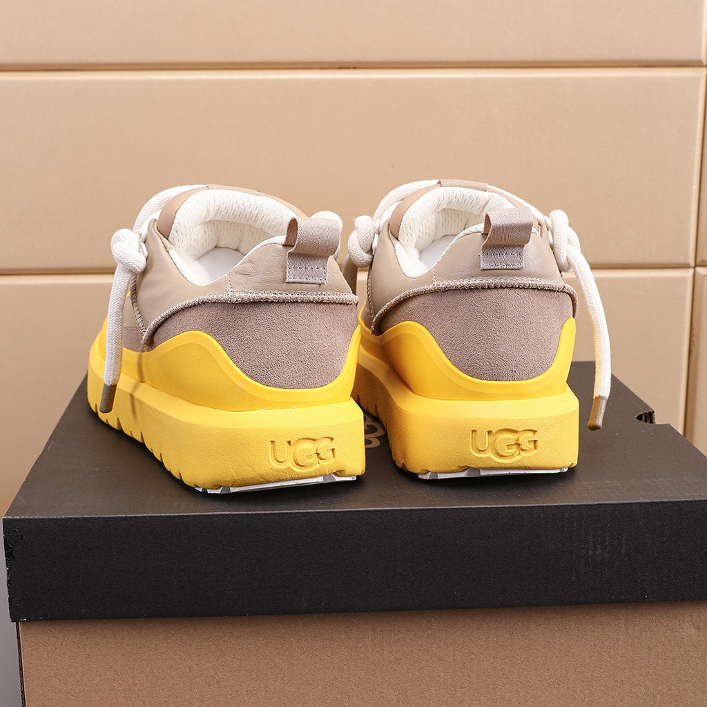 Sand Beige & Yellow Chunky Sneakers | Bold Rope Laces & Statement Sole