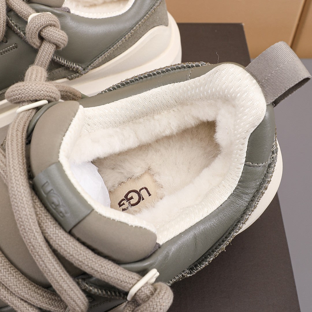 Mist Grey Chunky Sneakers | Oversized Rope Laces & Bold White Sole