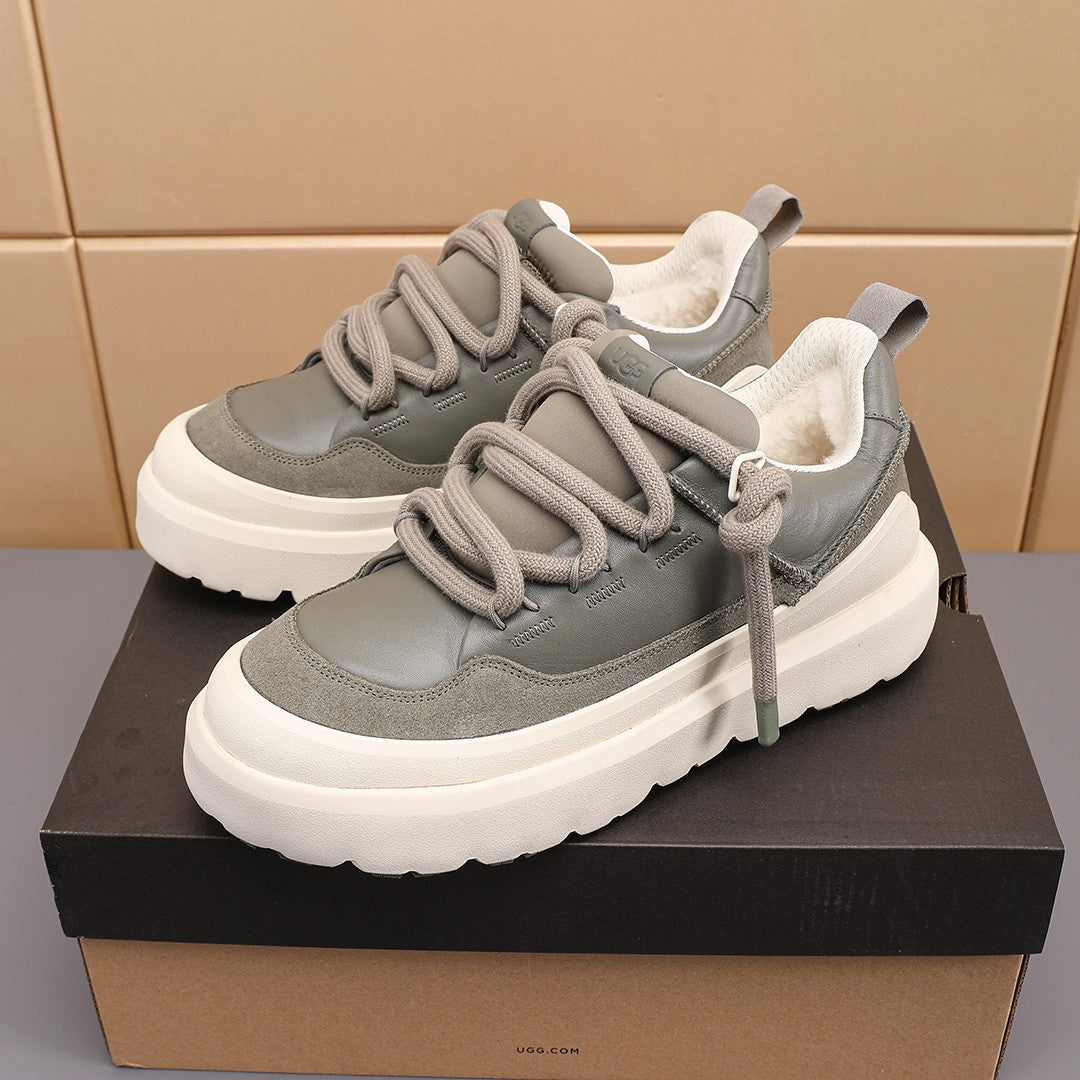 Mist Grey Chunky Sneakers | Oversized Rope Laces & Bold White Sole