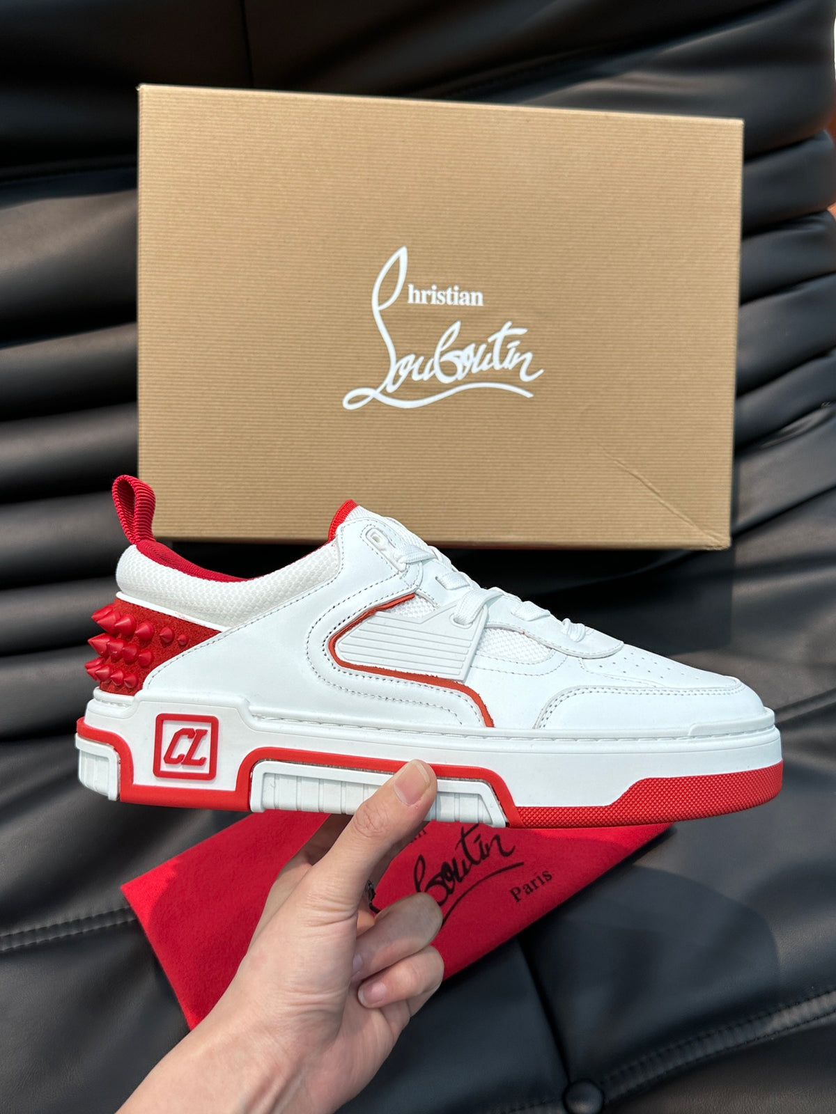 White & Red Lace-Up Sneakers | Bold Contrast Accents, Classic Low-Top Energy