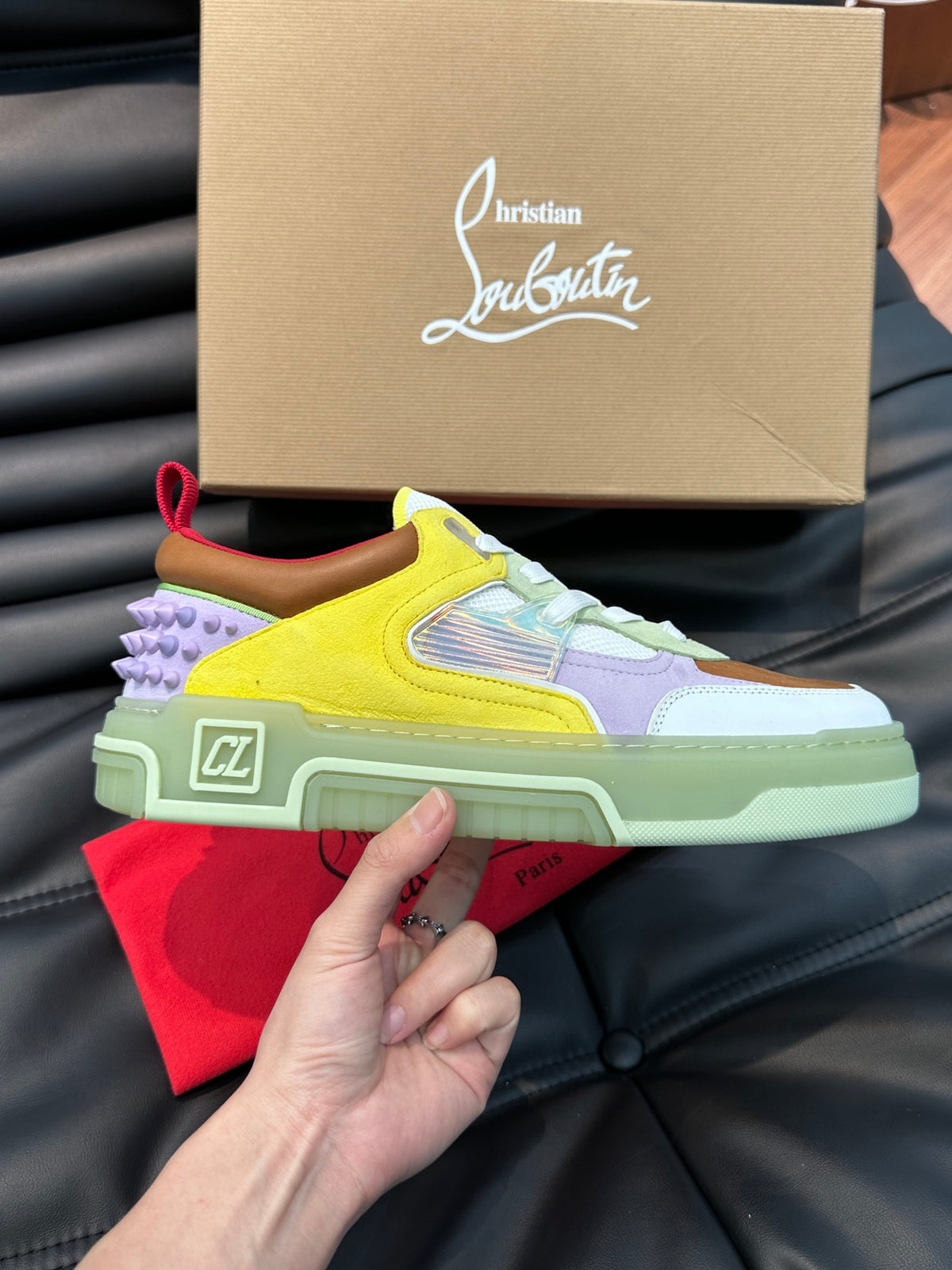 Pastel Color-Block Chunky Sneakers | Mint, Lemon & Lavender Panels, Studded Heel Detail